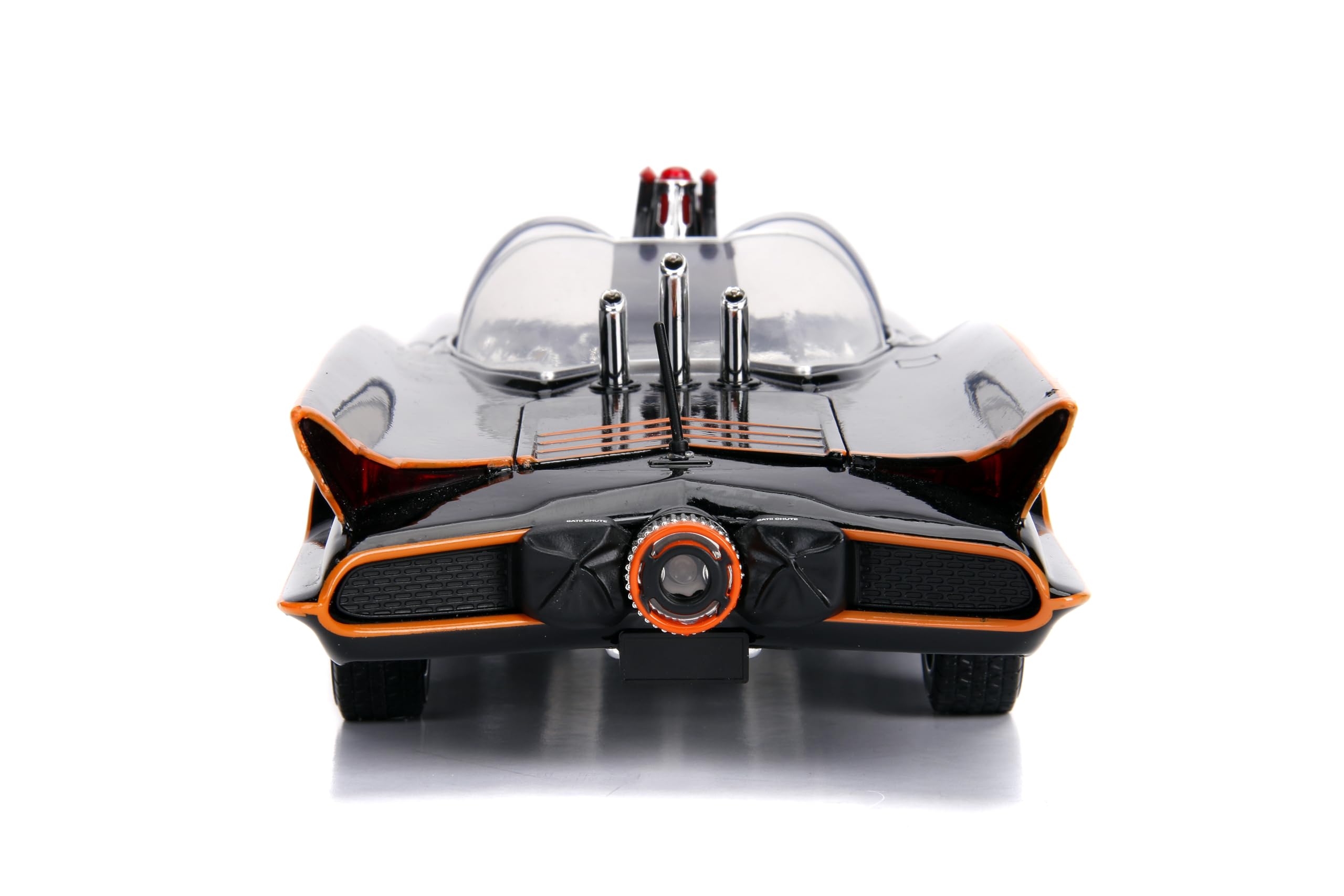 Jada Batmobile 1966 roof spotlight demonstrates lighting feature for showcase