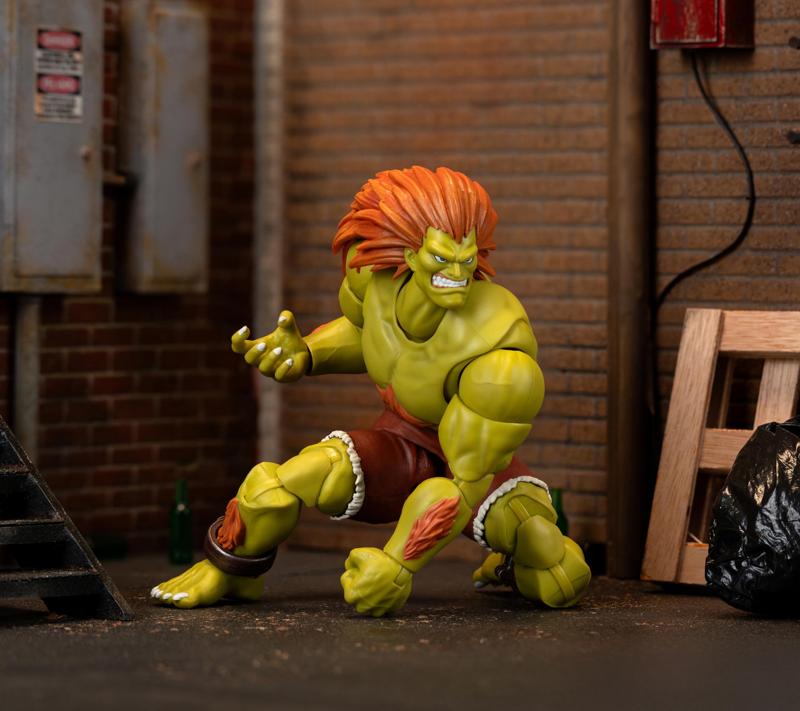 Jada Blanka arcade packaging evokes classic Street Fighter nostalgia on display.