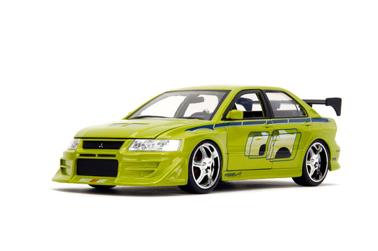Jada Brian's Mitsubishi Lancer Evo7 front view, ideal for display and scale accuracy.