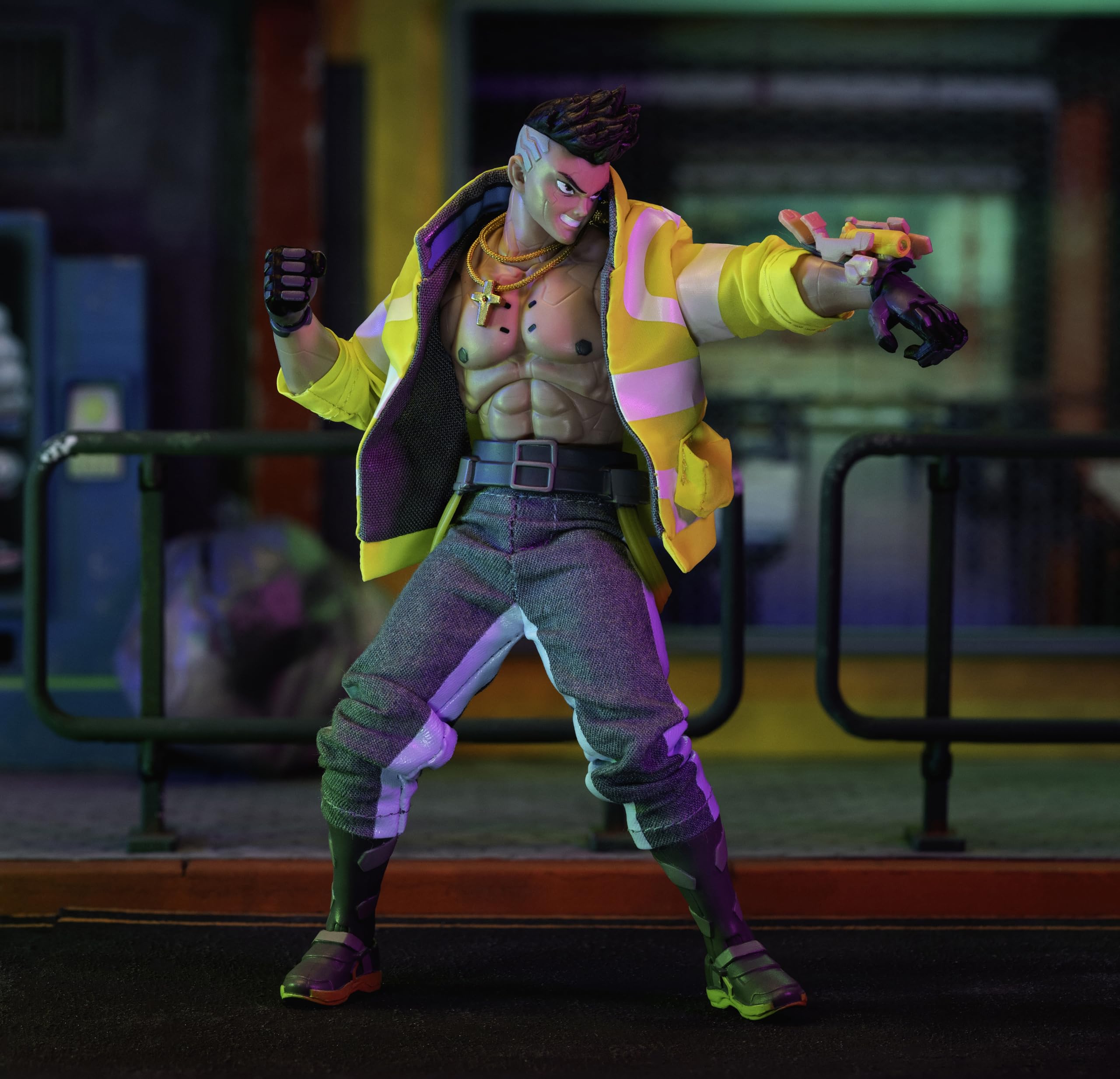 Jada David Martinez Cyberpunk Edgerunners 6-inch figure ideal for shelf display.