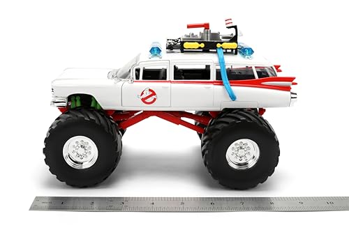 Jada Ecto-1 with oversized tires showcases dramatic monster-truck presence.