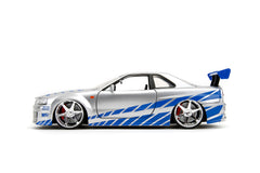 Jada 2002 Nissan Skyline R34 interior and chassis details appeal to collectors.