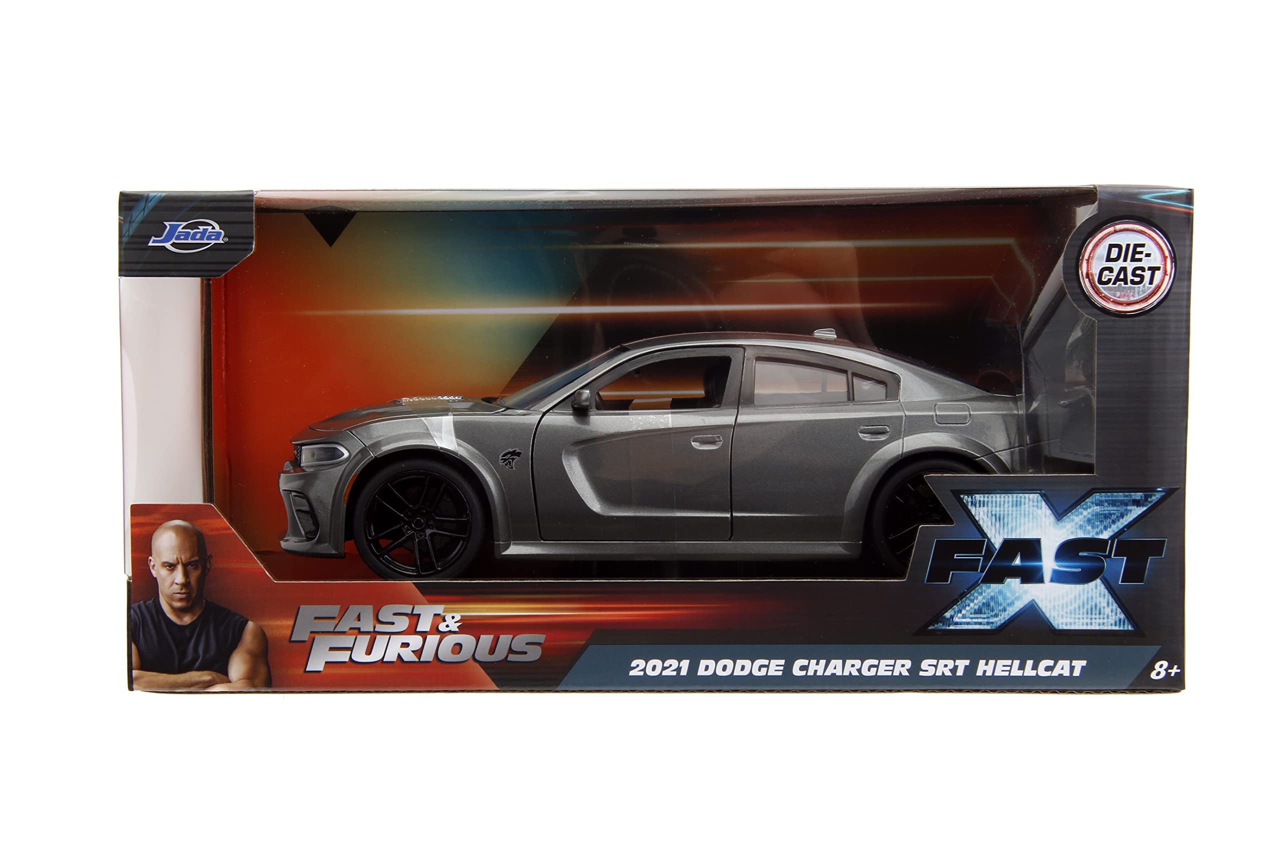 Jada 1:24 Charger with open hood highlighting engine detail.