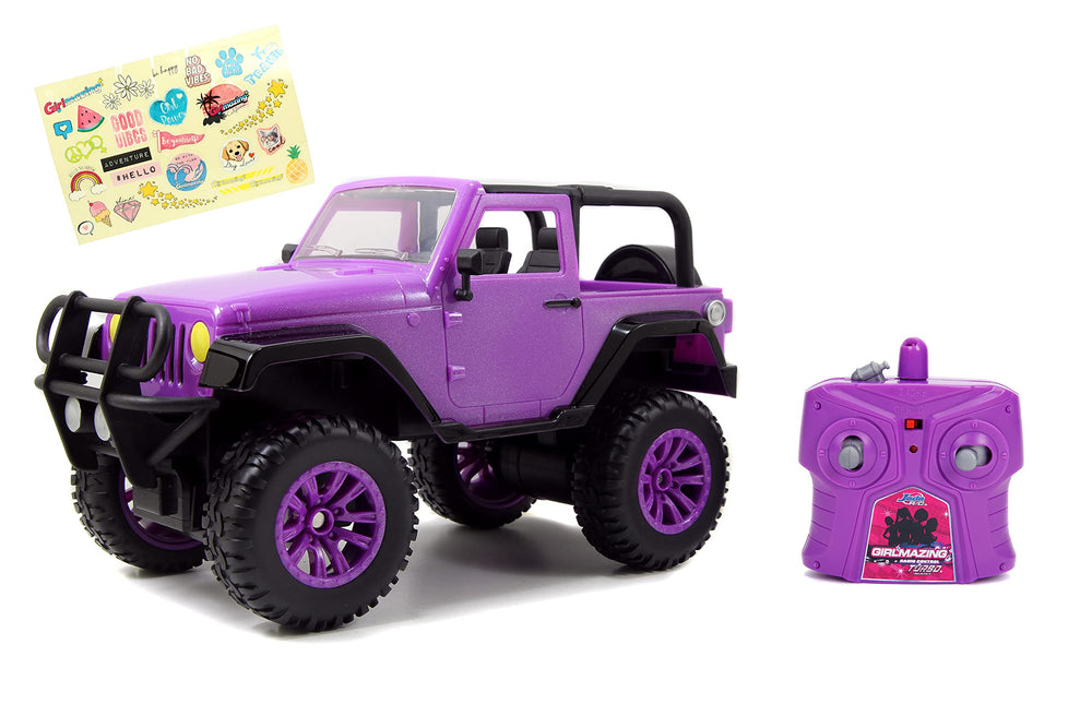 Jada Girlmazing Jeep Wrangler RC toy, front view, ready for bold off-road adventures.