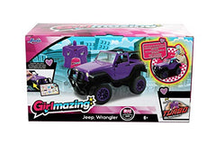 Jada Girlmazing Jeep Wrangler RC, side view with oversized tires for indoor action.