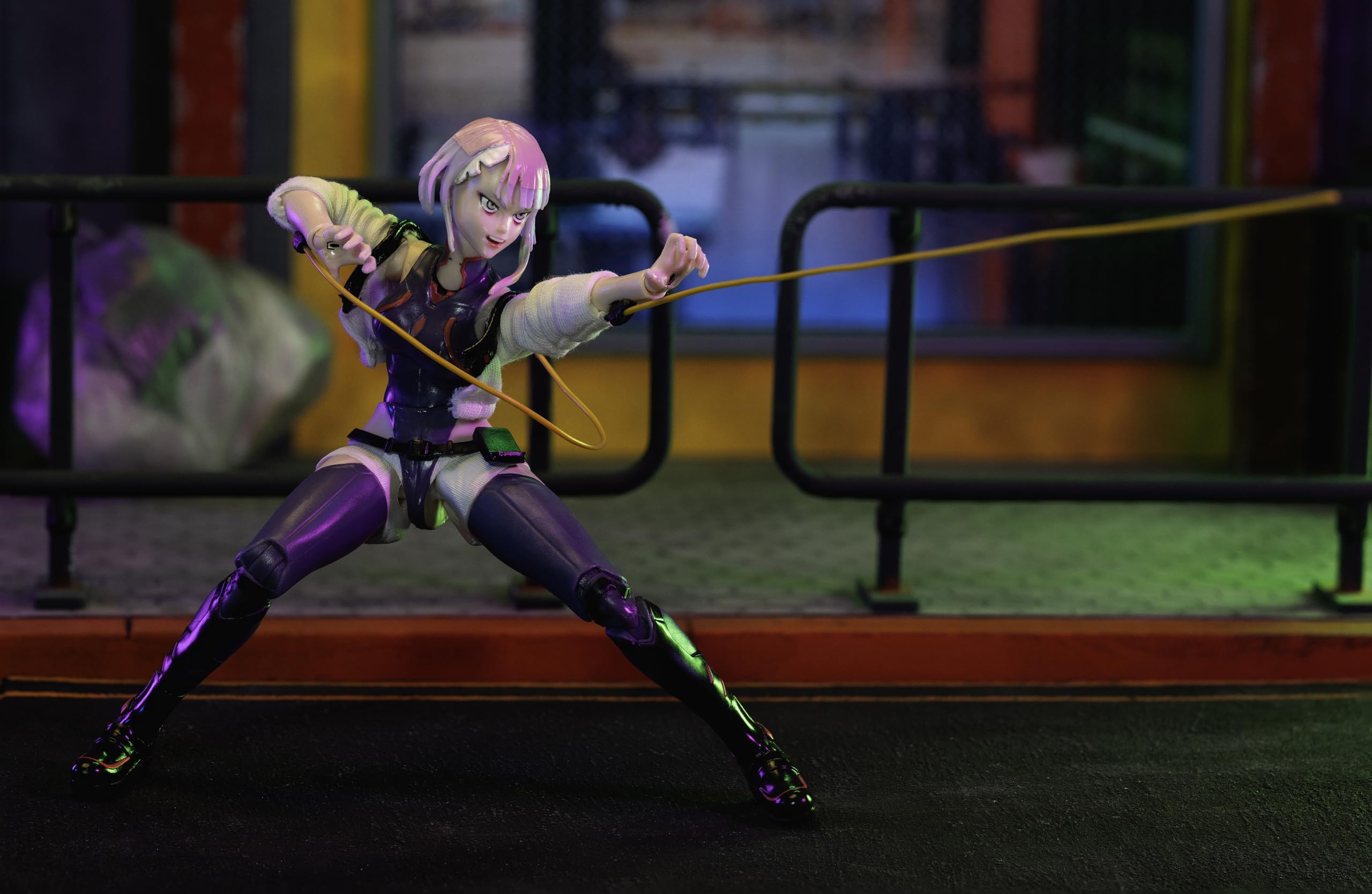 Includes accessories that mirror Lucy's confident netrunning persona.