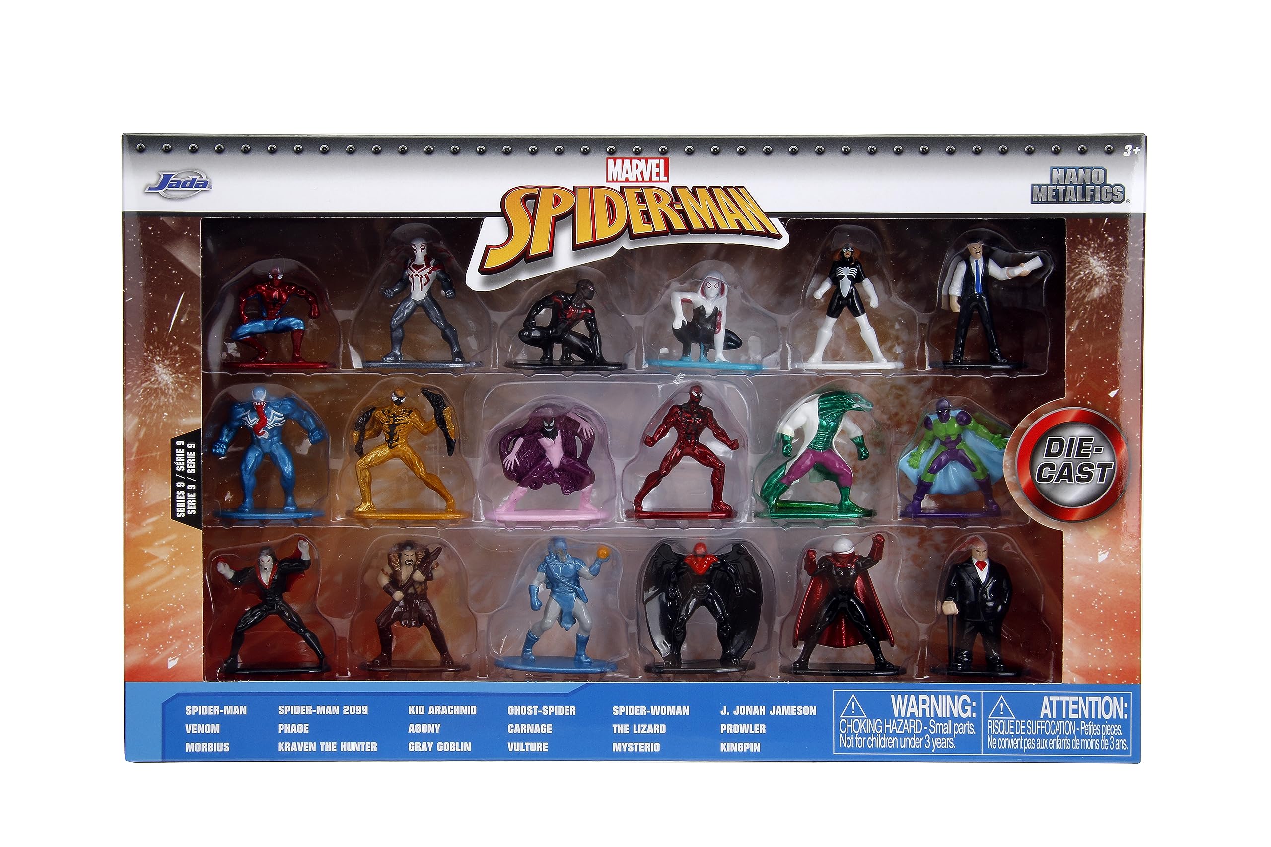 Jada Spider-Woman Nano MetalFigs diverse lineup for display and gifting.
