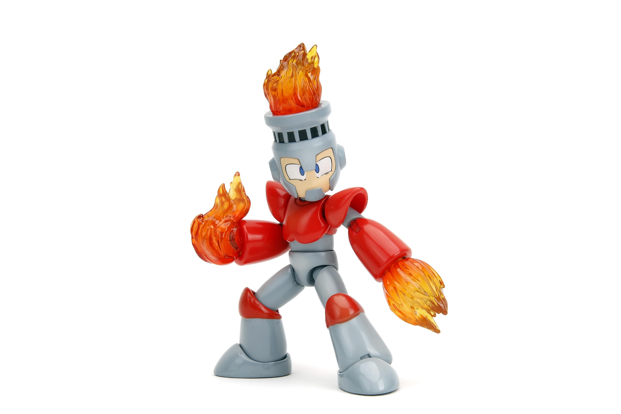 Jada Mega Man 4 Fire Man action figure box showcases nostalgic packaging and display-ready appeal.