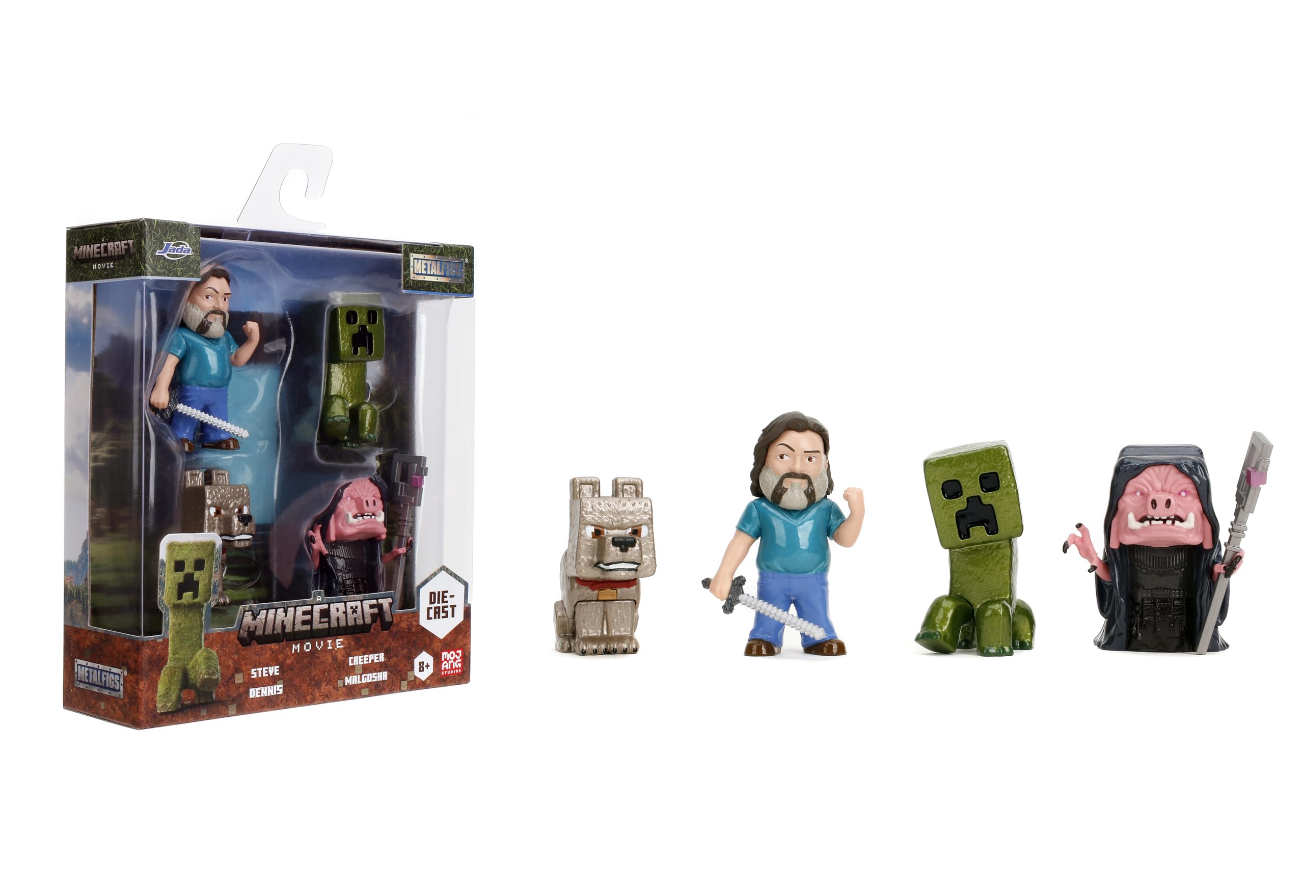 Jada Metalfigs Minecraft Steve figure for display and imaginative play.