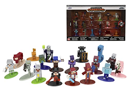 Jada Minecraft Dungeons Nano MetalFig 18-pack action pose highlights dynamic display.