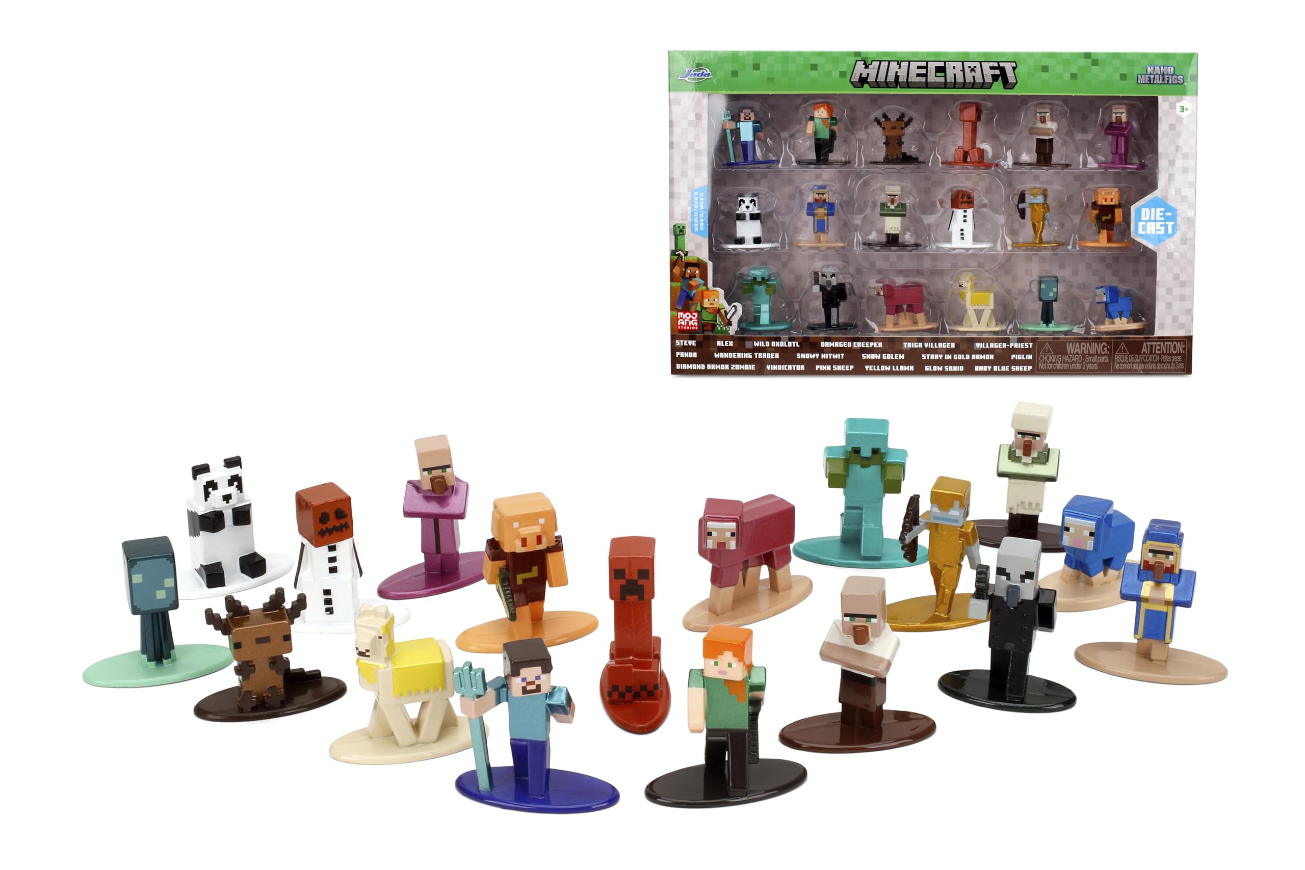 Jada Minecraft Nano Metalfigs 13 Steve-trident figure for display and imaginative play.