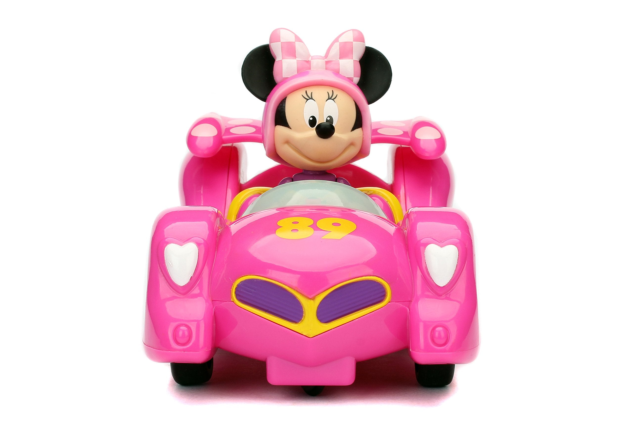 Close-up of spin feature on Jada Minnie Bow RC car.