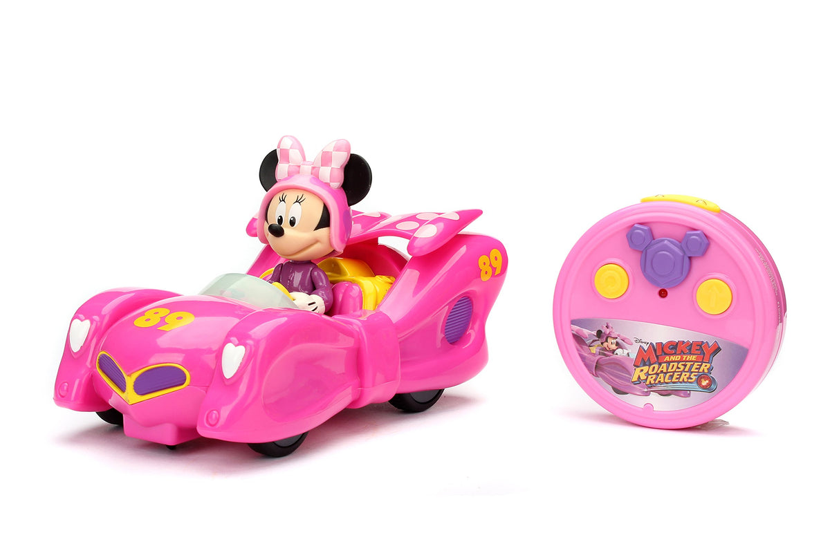 Jada Minnie Bow RC car front view for dynamic play on any floor.