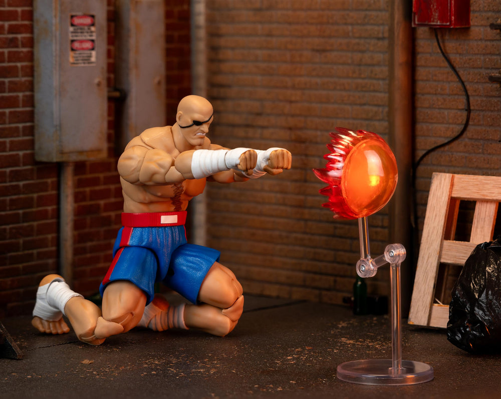 Jada Sagat Deluxe arcade-style packaging evokes classic Street Fighter