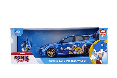 Jada Sonic Subaru STI 1:24 side view highlights precise silhouette and premium rubber tires.