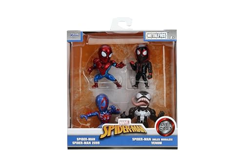 Jada Spider-Man 4-pack Miles Morales hoodie figure—great for kids' imaginative play and shelf charm.