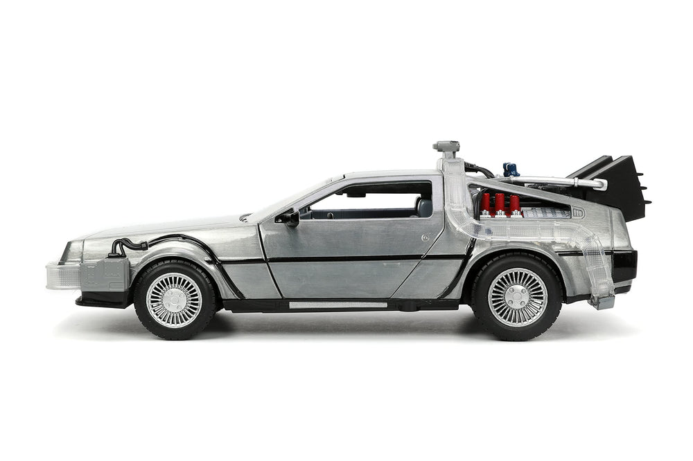 Jada Time Machine 1:24 front view showing iconic silhouette.