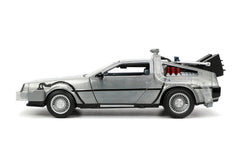 Jada Time Machine 1:24 front view showing iconic silhouette.