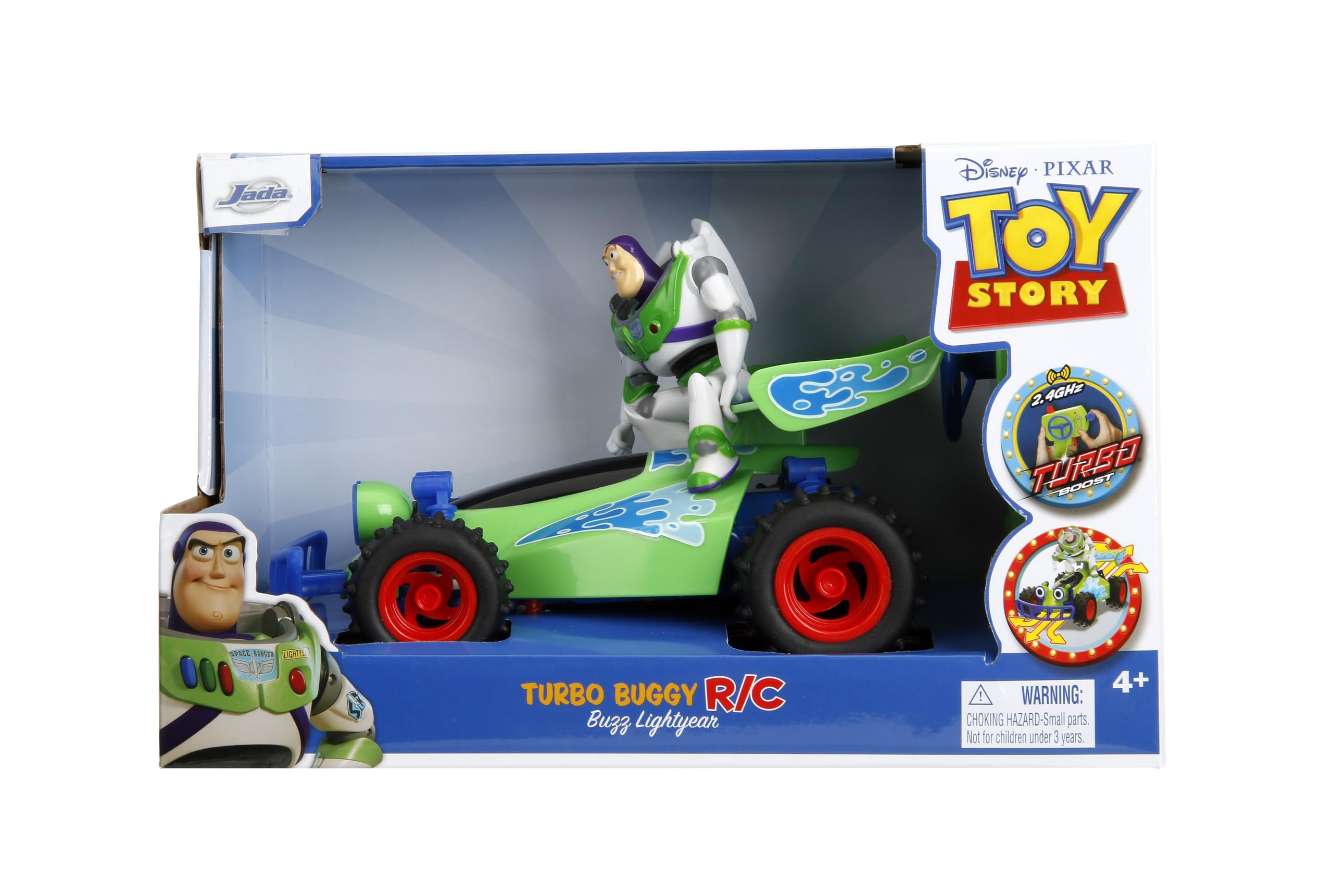 Jada Buzz Lightyear Turbo Buggy side profile for carpet races and missions.