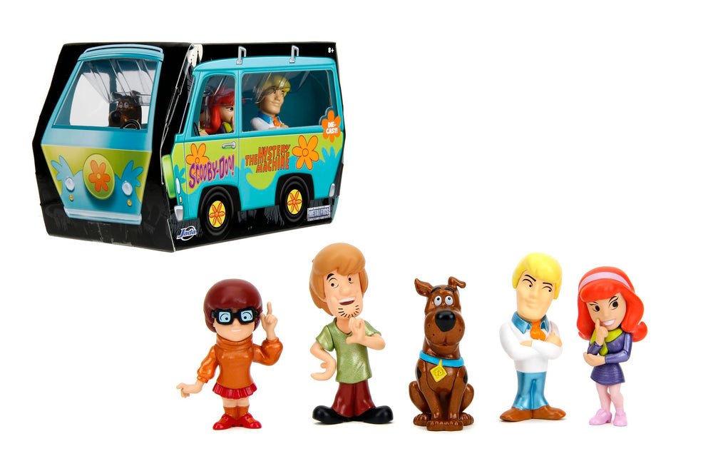 Jada MetalFigs Scooby-Doo 5-Pack display box for shelves, ideal for collectors.