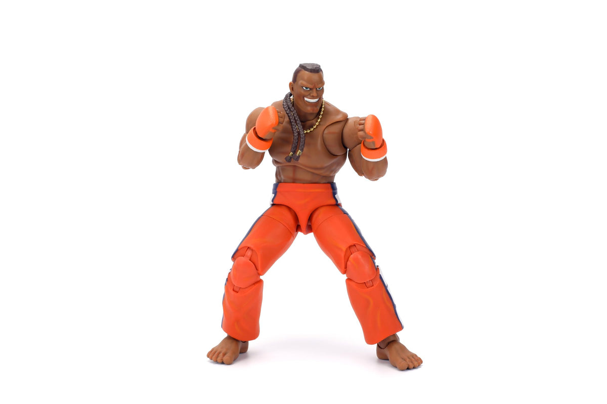 Jada Toys Street Fighter II Dee Jay figure with 6-inch height and dynamic poseability for display.