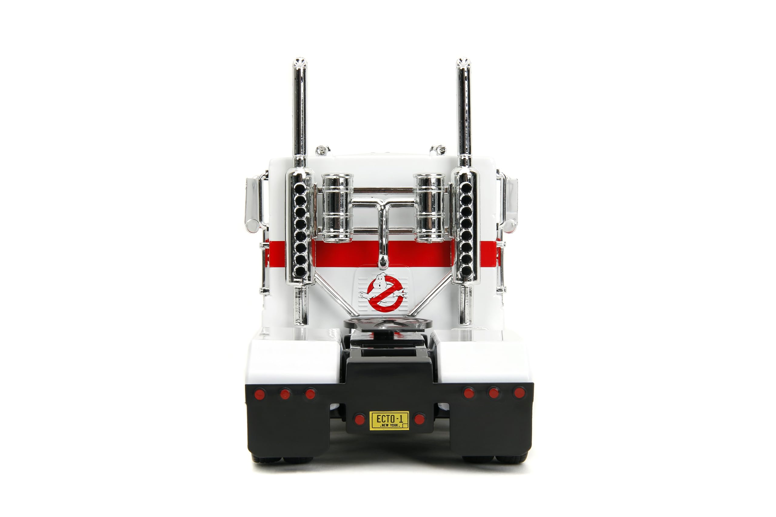 Jada big rig hood open view reveals engine styling for display or collection.