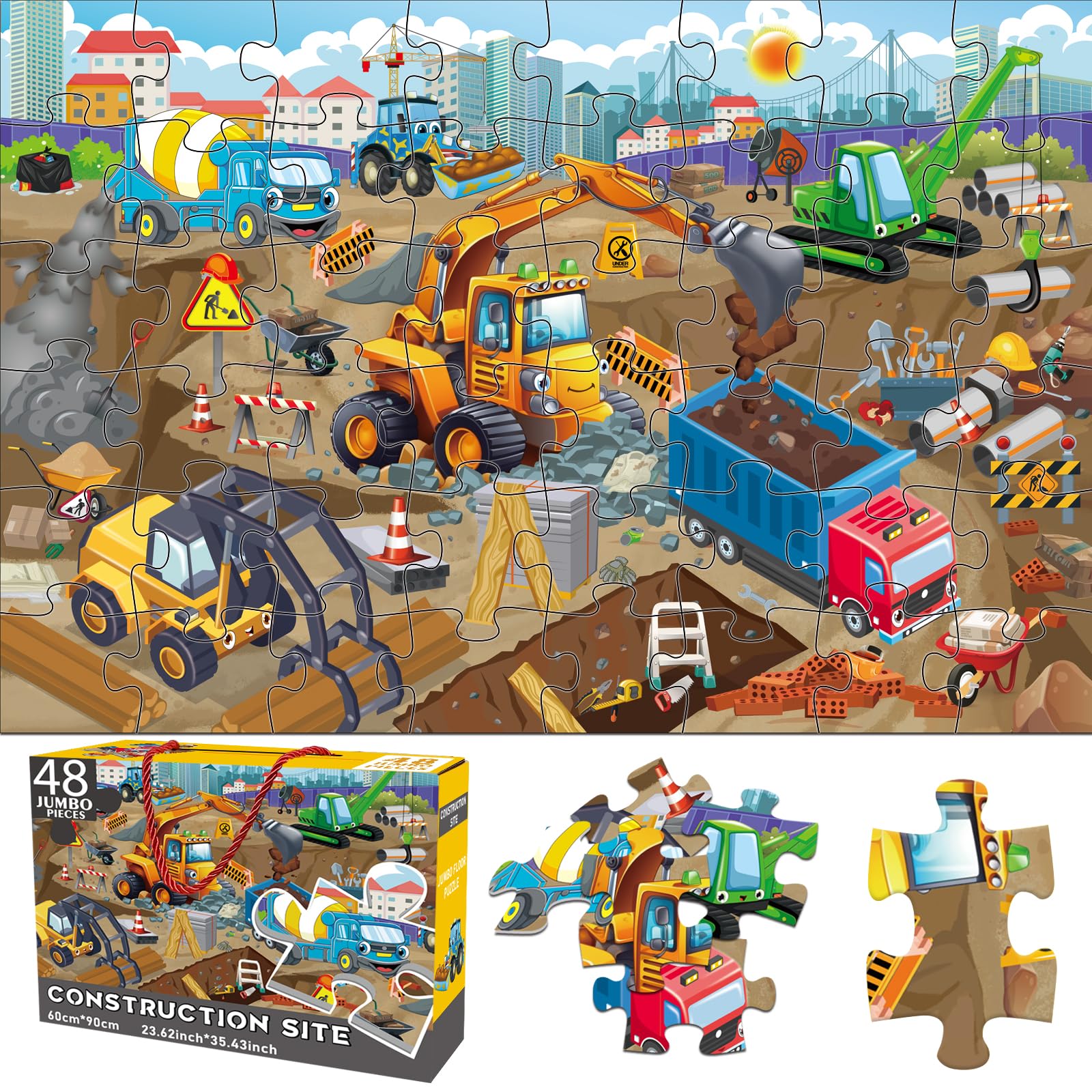 Jadeso construction-site puzzle 48 pieces supports imaginative play and focus.