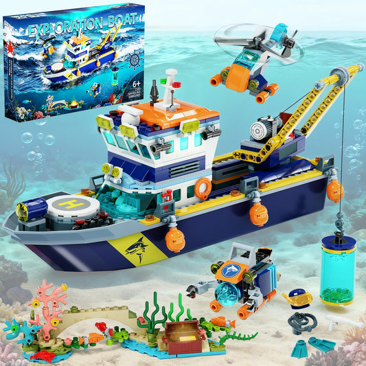JAEUZKJYDA City Floatable Boat cockpit with LED lights for realistic night-time play