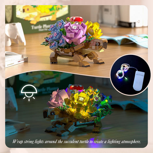 JAEUZKJYDA Succulent and floral pieces add whimsical garden detail to any shelf.