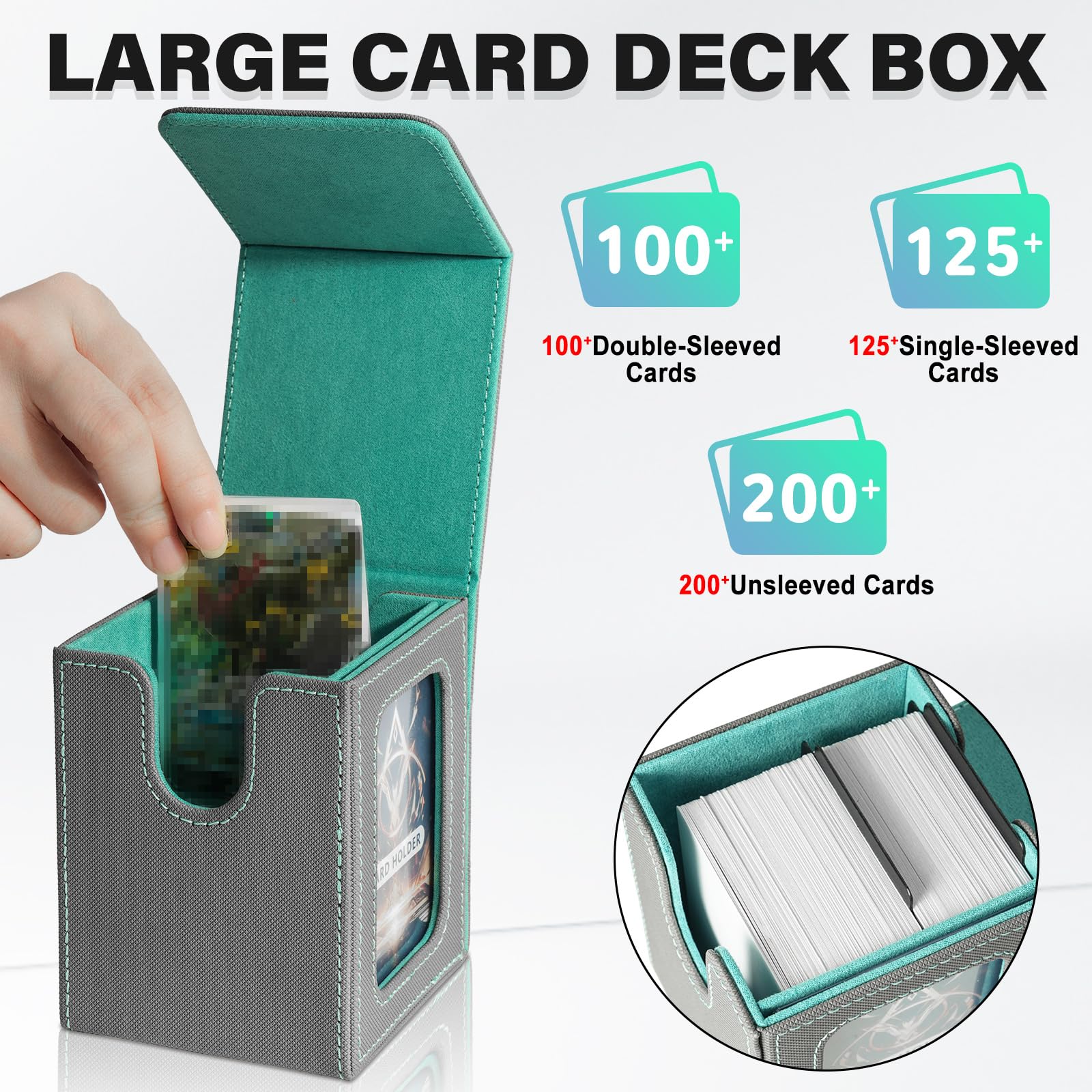 Jaffzora deck box offers easy-access mouth for quick card retrieval.