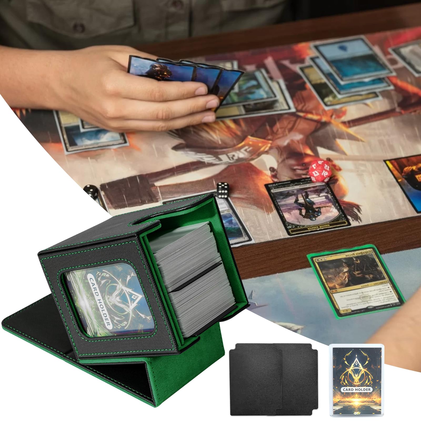 Jaffzora deck box included-dividers help organize decks efficiently.