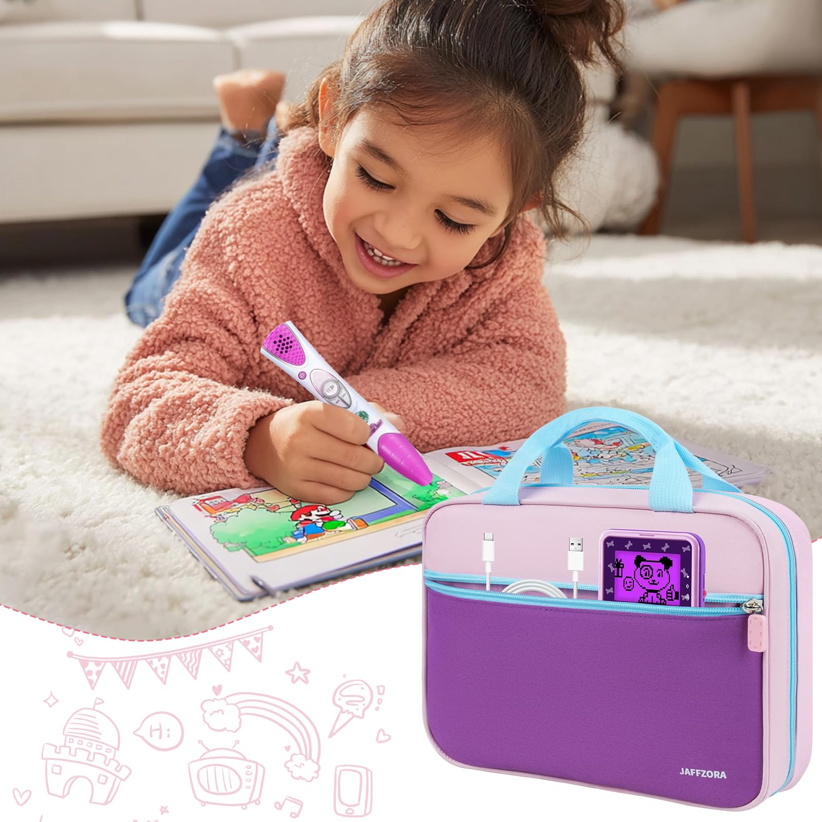 Jaffzora LeapReader bag accessories storage keeps items neatly stowed.