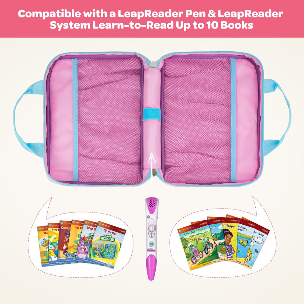 Jaffzora LeapReader bag capacity fits 5–10 books plus accessories.