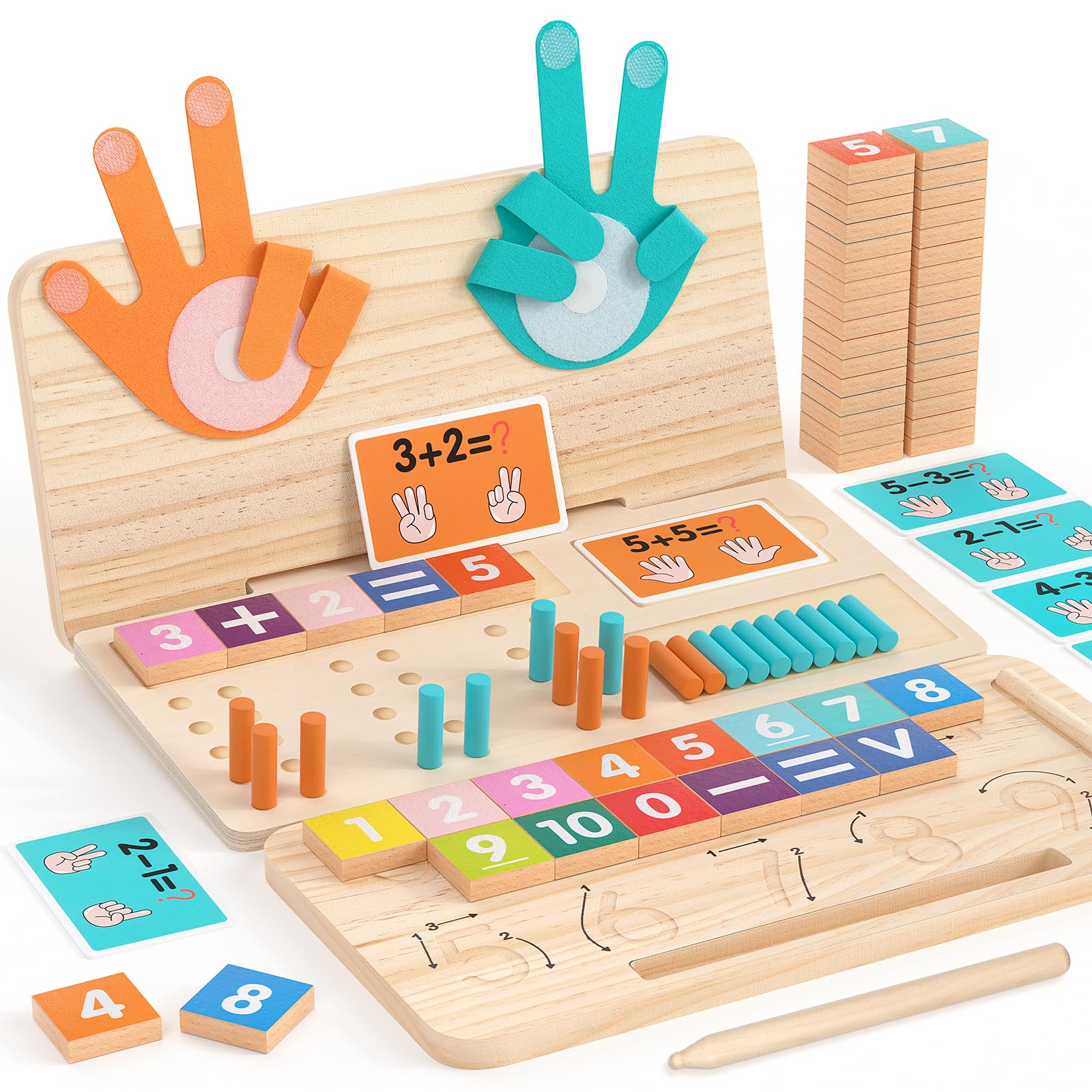 JAiiMen Montessori math toy number blocks visualize counting and early number relationships for preschoolers.