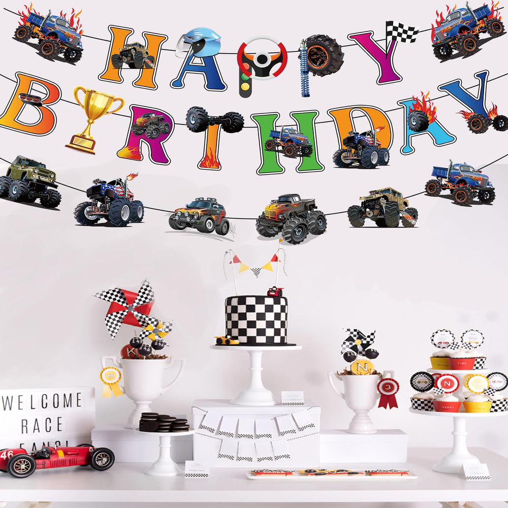 Jajajuegos Monster Truck hanging swirl style B brings vibrant party energy.