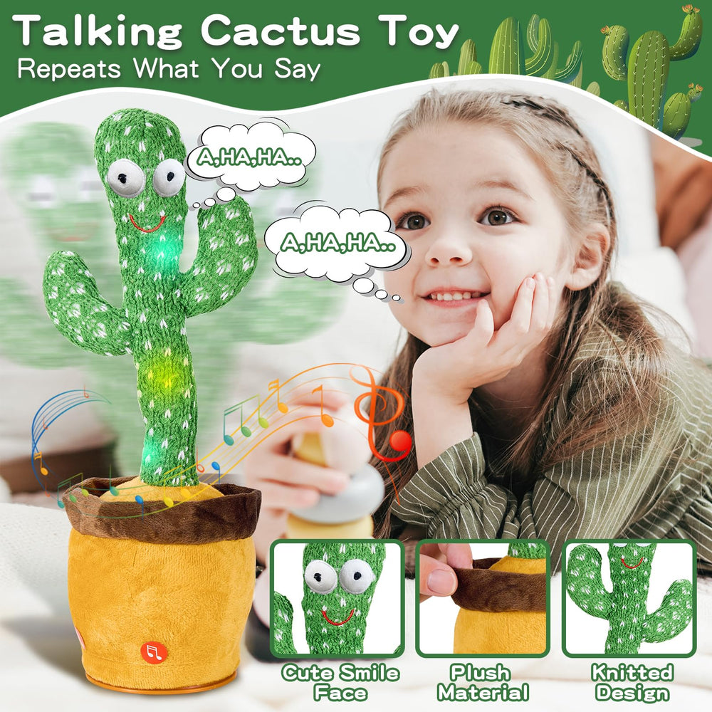 JAKCJFII dancing cactus toy LED lights glow during performance for ambience.