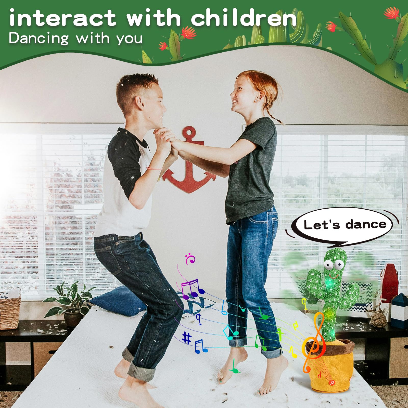 JAKCJFII dancing cactus toy educational mode showcases songs and learning fun.