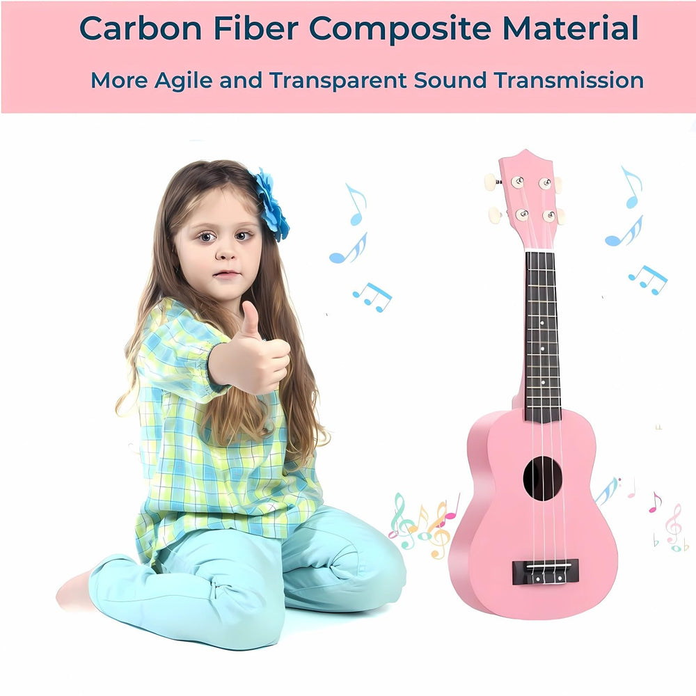 Jakeloo pink guitar; comfortable grip for small hands.