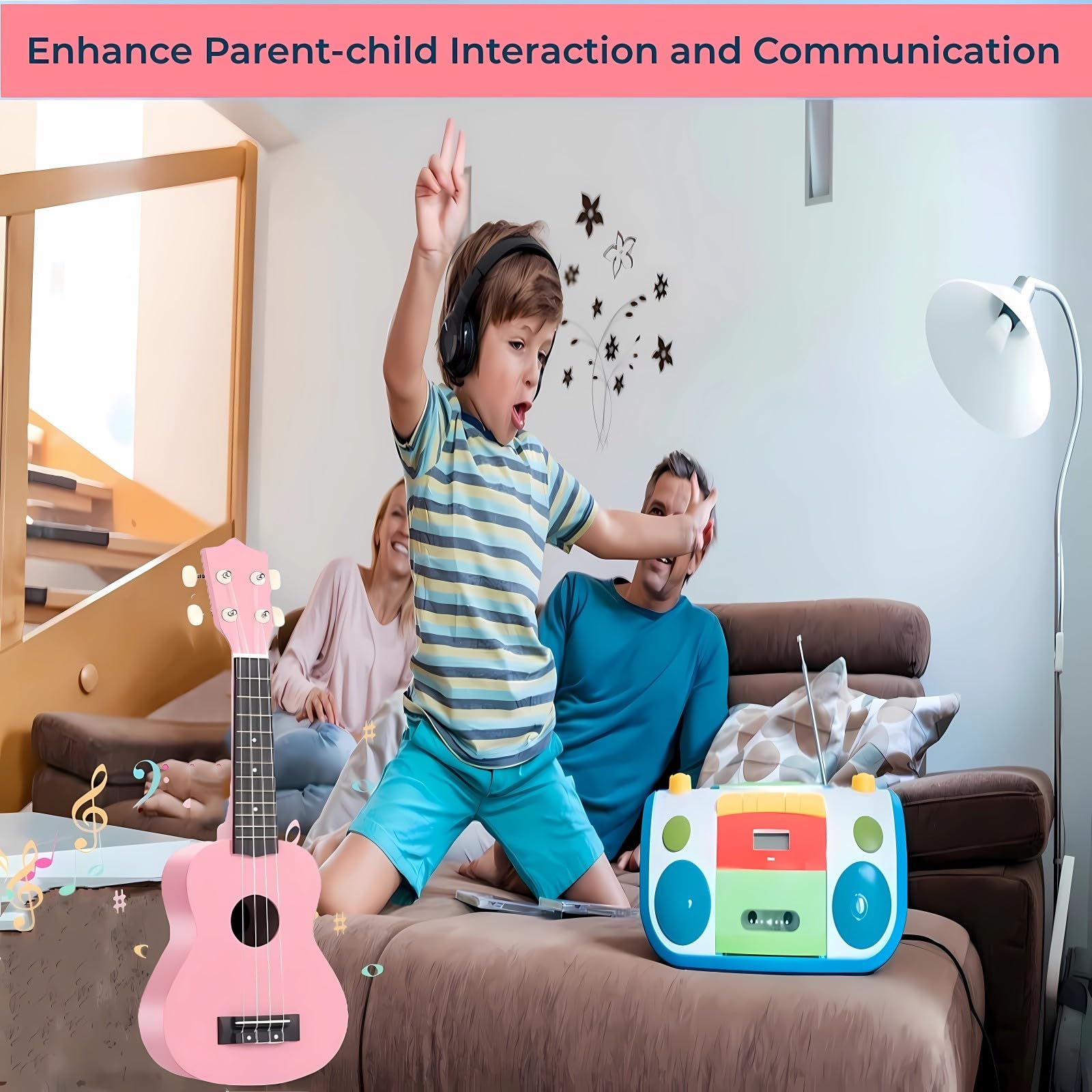 Jakeloo pink strings; smooth tuning for confident learning.