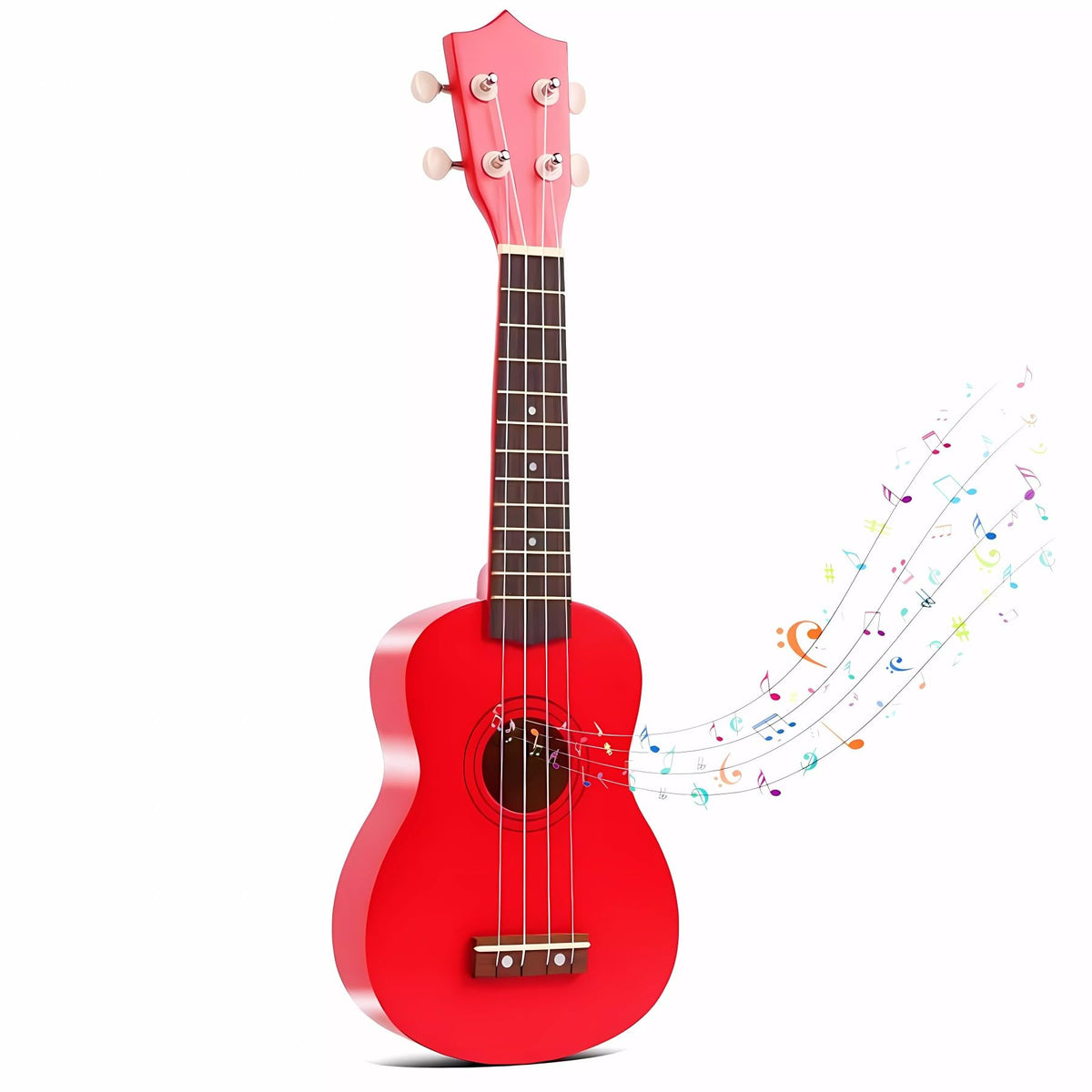 Jakeloo 21-inch wooden kids guitar red supports early musical exploration.