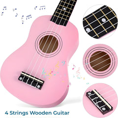 Jakeloo child playing the pink guitar, sparking creativity.