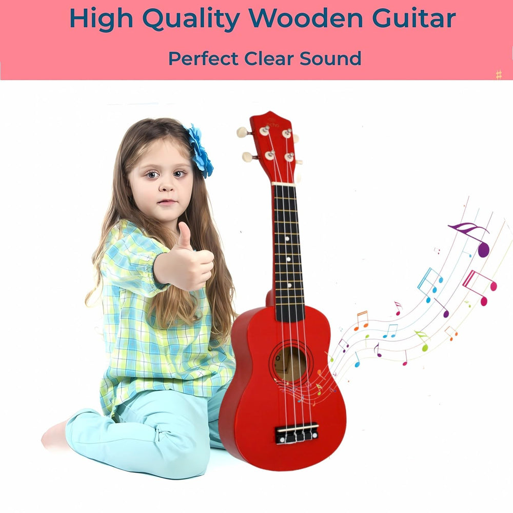 Jakeloo compact 21-inch guitar is easy to carry for learning.