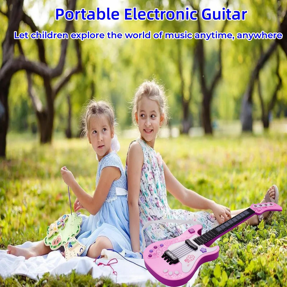 Jakeloo kids electric guitar LED flash lights sync with rhythm.