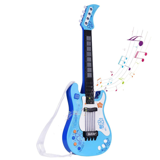 Jakeloo blue kids electric toy guitar with strap for easy on-the-go play
