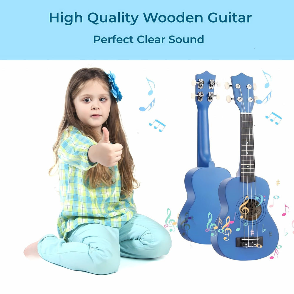 Jakeloo wooden guitar for kids blue delivers clear sound to inspire singing