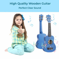 Jakeloo wooden guitar for kids blue delivers clear sound to inspire singing
