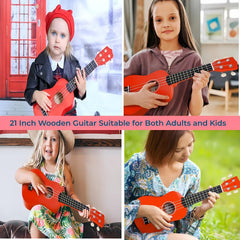 Jakeloo wooden guitar with coated surface reduces finger discomfort.