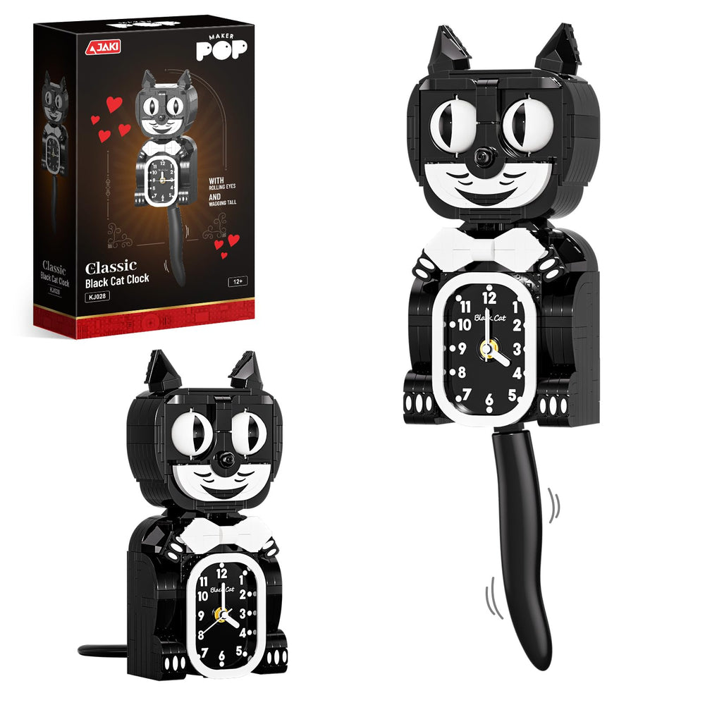 JAKI black cat swing clock assembly for a playful hands-on project