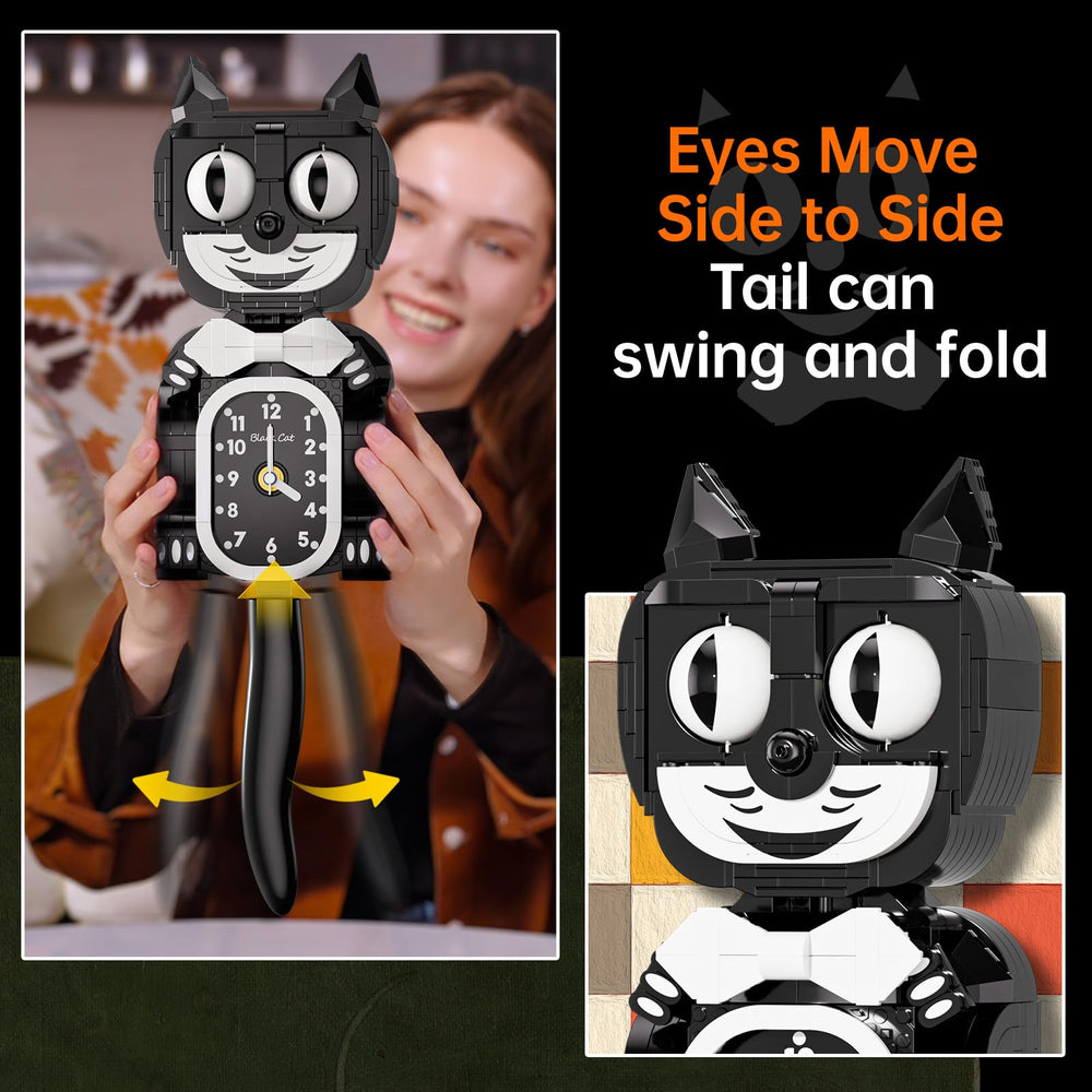 JAKI black cat swing clock swinging tail adds dynamic charm to any room