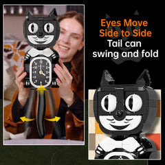 JAKI black cat swing clock swinging tail adds dynamic charm to any room
